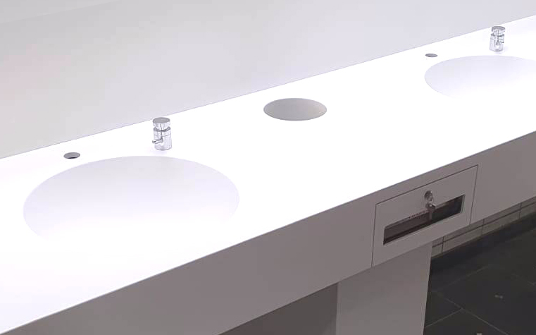 Fontblende mit Einbau Papierspender Papierspender in Frontblende Waschtisch